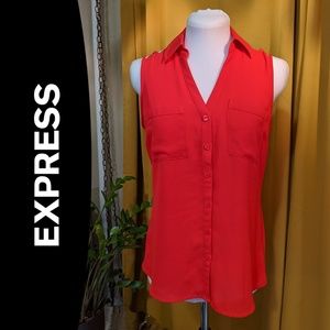 Express Sleeveless Portofino Button Down Shirt, XS